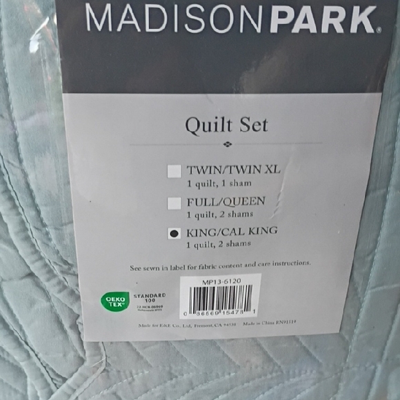 Madison Park Light Blue Quilted Quilt Set